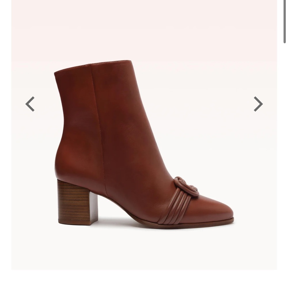 NIB Alexander Birman Vicky Bootie Antique Blush Bow tie leather